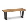 Industrial Oak Bench Dining Set with 4 Brown Leather Chairs - Brooklyn