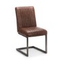 Industrial Oak Bench Dining Set with 4 Brown Leather Chairs - Brooklyn