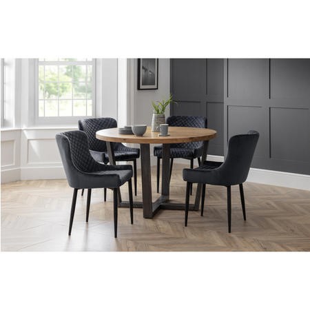 Brooklyn Round Dining Set With 4 Grey, Black Round Dining Table Grey Chairs