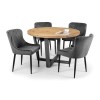 Brooklyn Round Dining Set with 4 Grey Velvet Luxe Chairs