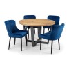 Brooklyn Round Dining Set with 4 Blue Velvet Luxe Chairs- Julian Bowen