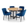 Brooklyn Round Dining Set with 4 Blue Velvet Luxe Chairs- Julian Bowen