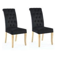 Pair of Bronte Brushed Black Velvet Chairs