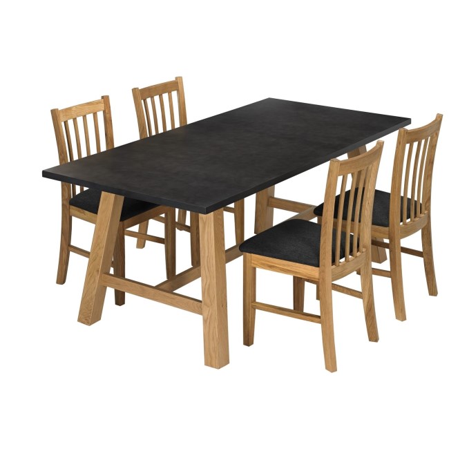 LPD Faux Concrete & Wood Dining Table & 4 Chairs - Brooklyn 
