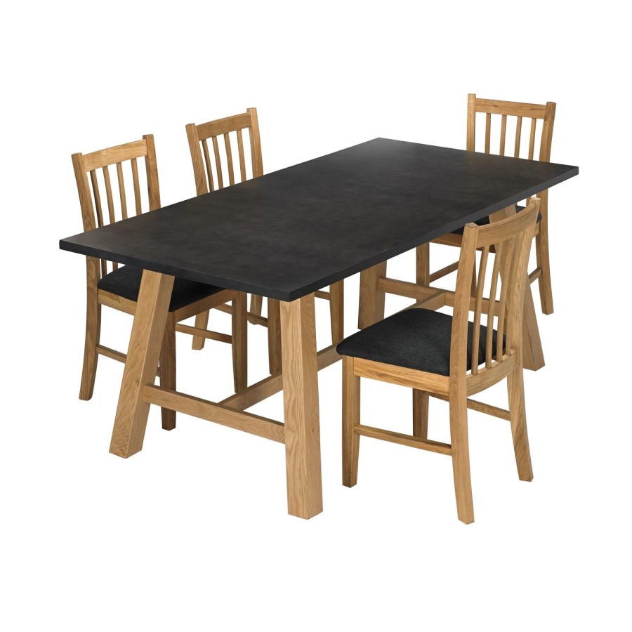 LPD Faux Concrete & Wood Dining Table & 4 Chairs - Brooklyn 
