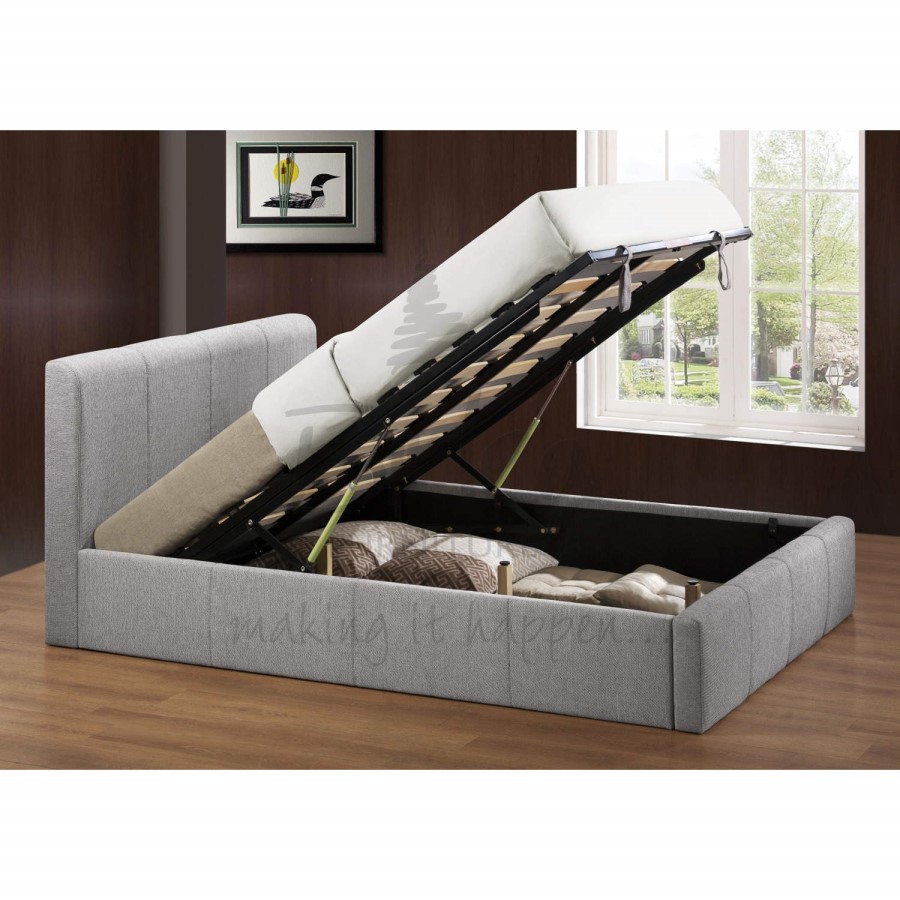 Birlea Furniture Brooklyn Fabric Kingsize Ottoman Bed in Grey