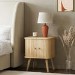 Oak Mid-Century Bedside Table with Tambour Doors – Breuer