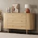 Wide Oak Chest of 3 Drawers with Cupboards - Breuer
