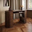 BRR005 Dark Oak Curved Office Desk with Sliding Doors - Breuer