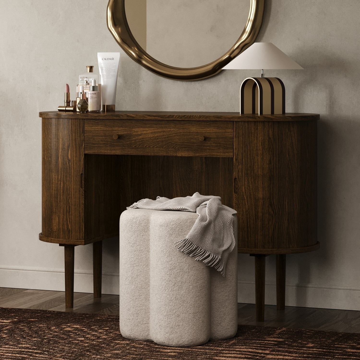 Dark Oak Dressing Table Drawer Cupboards