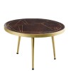 Bengal Dark Wood Gold Inlay Round Coffee Table