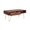 GRADE A1 - Dark Wood &amp; Gold Coffee Table - Bengal