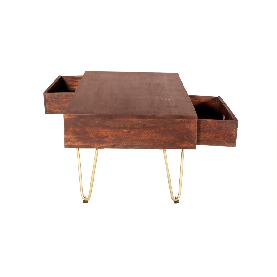 Dark Wood & Gold Coffee Table - Bengal