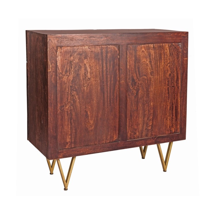 Bengal Dark Wood Gold Inlay 2 Door Medium Sideboard