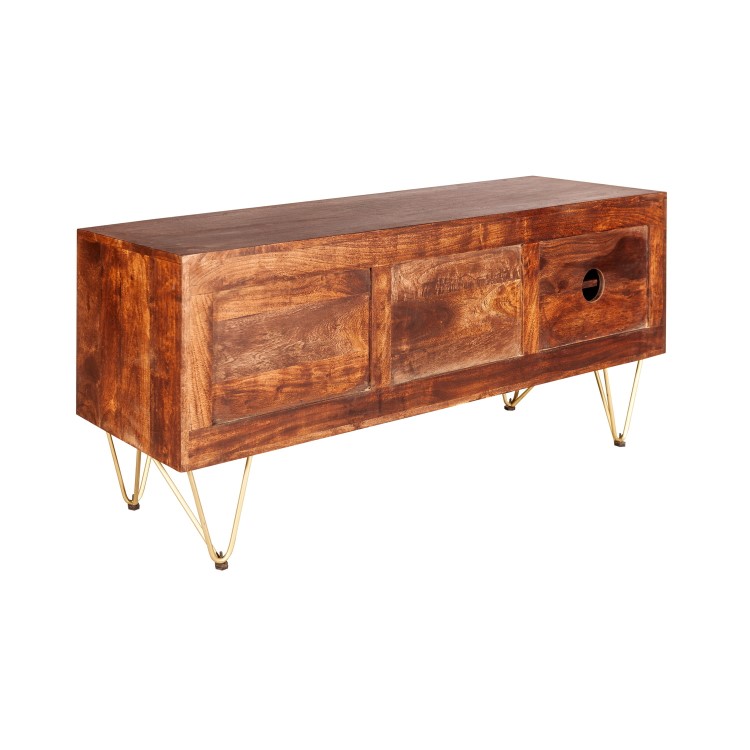 TV Unit in Dark Wood with Gold Inlay TV's up to 55" - Bengal 