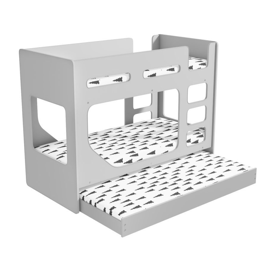 GRADE A1 - Braxton Kids Bunk Bed with Pull Out Trundle in Grey