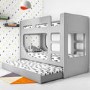 GRADE A1 - Braxton Kids Bunk Bed with Pull Out Trundle in Grey