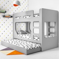 GRADE A1 - Braxton Kids Bunk Bed with Pull Out Trundle in Grey