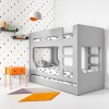 GRADE A1 - Braxton Kids Bunk Bed with Pull Out Trundle in Grey
