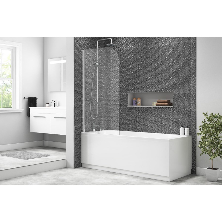 Taylor & Moore Half Frame Curved Corner Bath Screen - 1400 x 800mm