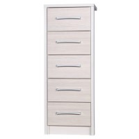 One Call Furniture Avola Premium 5 Drawer Tall Boy in Cream with Champagne