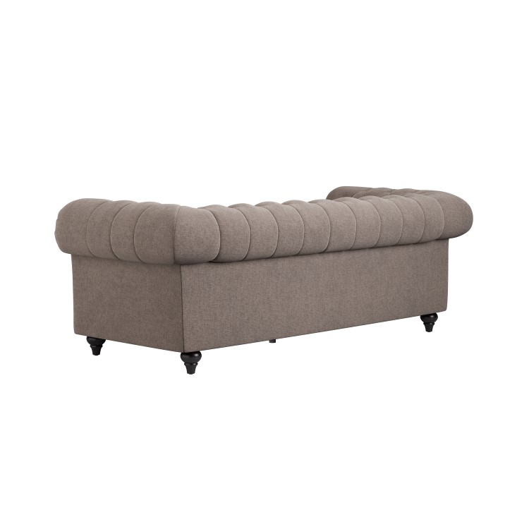 Beige Fabric Chesterfield 3 Seater Sofa - Beatie