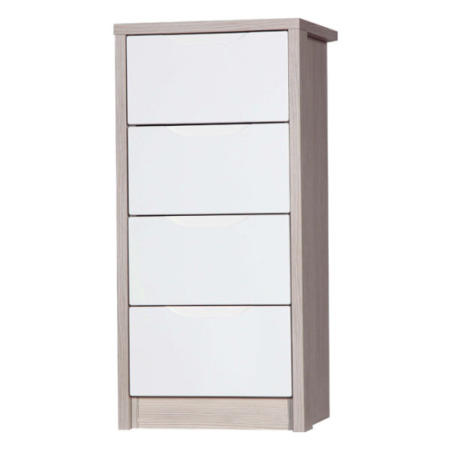 Avola 4 Drawer Tall Boy in Champagne with Cream Gloss