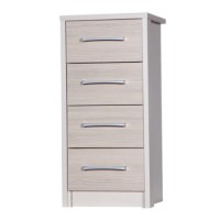 One Call Furniture Avola Premium 4 Drawer Tall Boy in Cream with Champagne