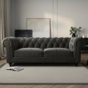 BTE001 Grey Fabric Chesterfield 3 Seater Sofa - Beatie