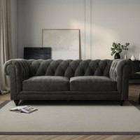 Grey Fabric Chesterfield 3 Seater Sofa - Beatie