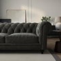 Grey Fabric Chesterfield 3 Seater Sofa - Beatie