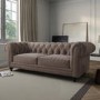 Beige Fabric Chesterfield 3 Seater Sofa - Beatie