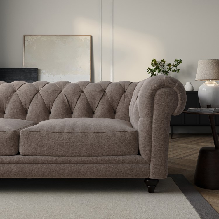 Beige Fabric Chesterfield 3 Seater Sofa - Beatie