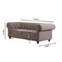 Beige Fabric Chesterfield 3 Seater Sofa - Beatie