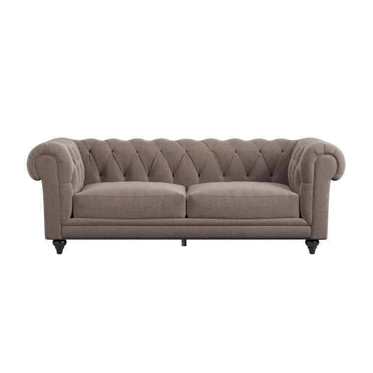 Beige Fabric Chesterfield 3 Seater Sofa - Beatie