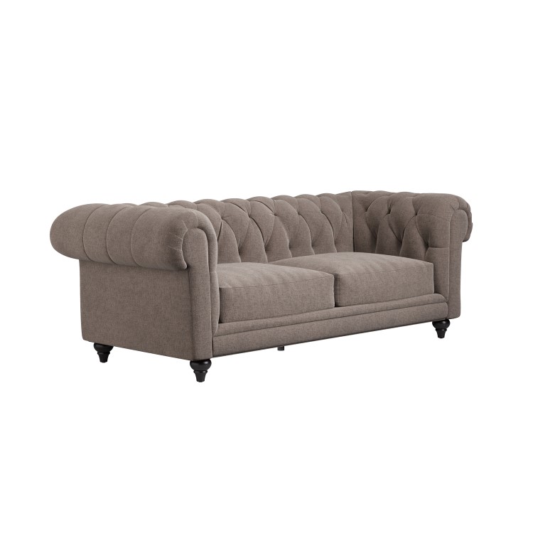 Beige Fabric Chesterfield 3 Seater Sofa - Beatie