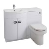 Curved White Left Hand Bathroom Vanity Unit &amp; Basin - Without Toilet