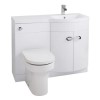Curved White Right Hand Bathroom Vanity Unit &amp; Basin - Without Toilet