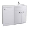 Curved White Right Hand Bathroom Vanity Unit &amp; Basin - Without Toilet