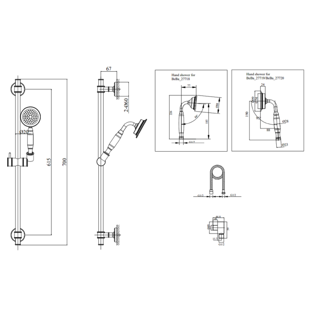 Grade A1 - Chrome Dual Outlet Wall Mounted Thermostatic Mixer Shower with Hand Shower - Camden