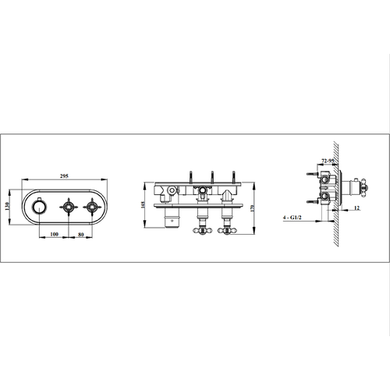 Grade A1 - Chrome Dual Outlet Wall Mounted Thermostatic Mixer Shower with Hand Shower - Camden