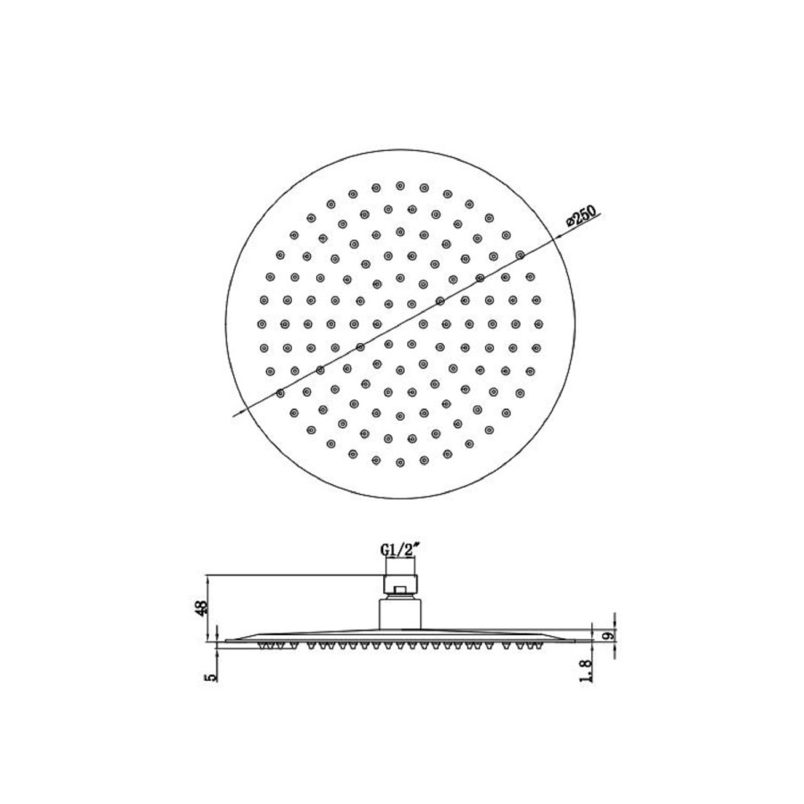 Chrome Push Button Concealed Mixer Shower with Round Head - Vance