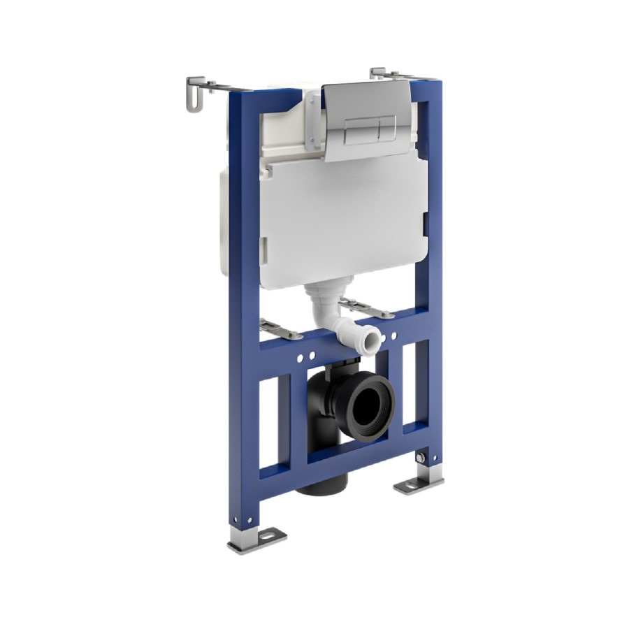 Wall Hung Toilet with Soft Close Seat, Gunmetal Pneumatic Flush Plate, 820mm Frame & Cistern - Roma