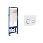 Grade A1 - Wall Hung Smart Bidet Round Toilet with 1160mm Frame Cistern and White Sensor Flush Plate - Purificare