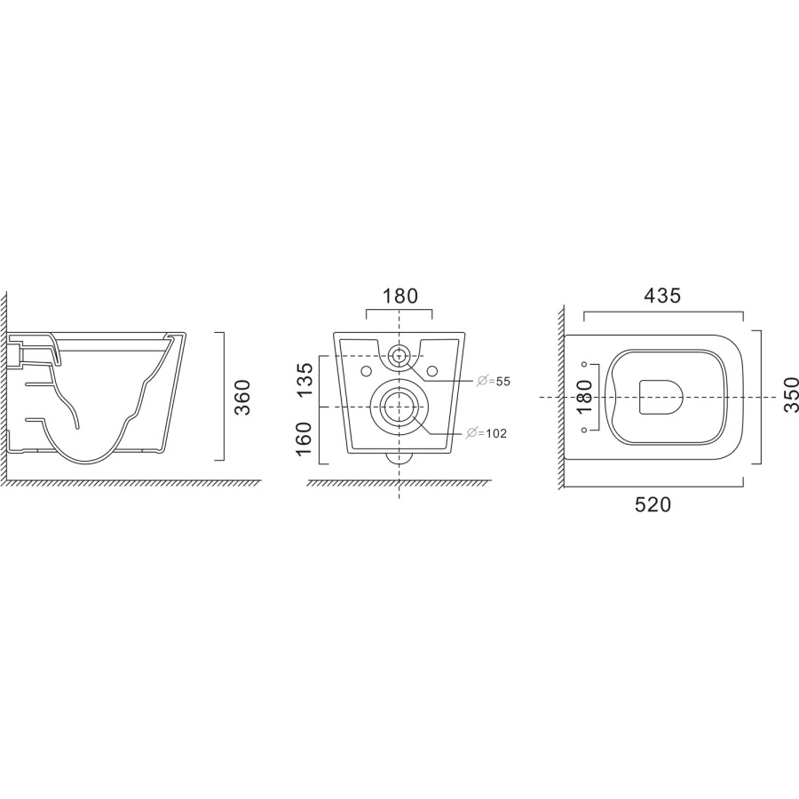ONLY OPENED - Albi Wall Hung Toilet 1160mm Pneumatic Frame & Cistern & Chrome Flush Plate