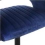 Set of 2 Curved Blue Velvet Adjustable Swivel Bar Stools with Backs - Runa