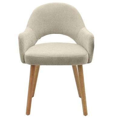 Round Oak Drop Leaf Dining Table Set with 2 Beige Upholstered Chairs - Seats 2 - Carson