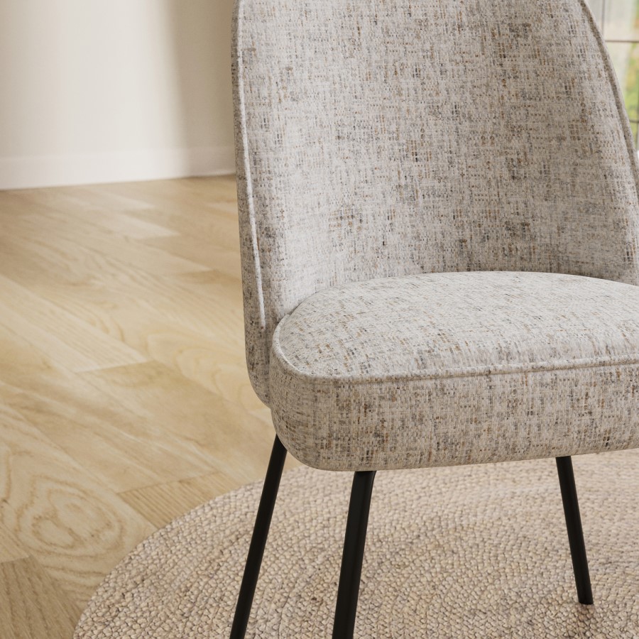 Set of 2 Curved Dining Chairs in Neutral Coloured Fabric - Leighton