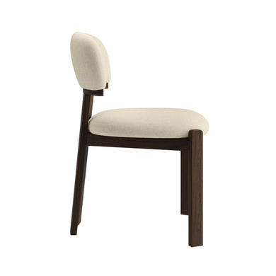 Rectangular Walnut Dining Table Set with 4 Cream Upholstered Chairs - Seats 4 - Noor