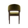Round Walnut Dining Table Set with 4 Olive Green Velvet Chairs - Seats 4 - Owen